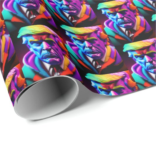 PRÄSIDENT TRUMP PSYCHEDLIC FARBEN GESCHENKPAPIER (Rolleneckpunkt)