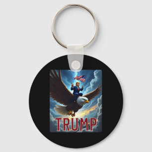 Präsident Trump reitet auf einem Adler. Patriotisc Schlüsselanhänger