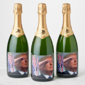 Präsident Trump Salutes Schaumweinetikett (Flaschen)
