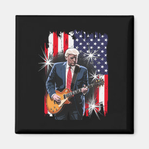 Präsident Trump spielt Gitarre mit der US-Flagge C Magnet