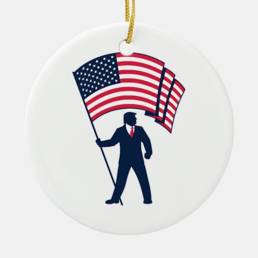 Präsident Trump trägt die Flagge der USA Keramik Ornament (Vorne)