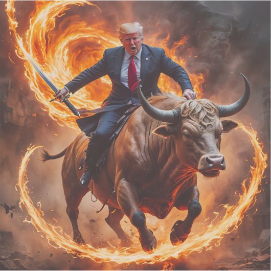 Präsident Trump triumph auf einen Bull Aufkleber (Vorderseite)