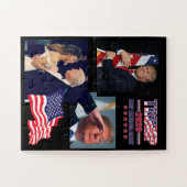Präsident Trump umarmt die amerikanische Flagge Puzzle (Horizontal)