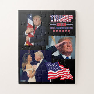 Präsident Trump umarmt die amerikanische Flagge Puzzle