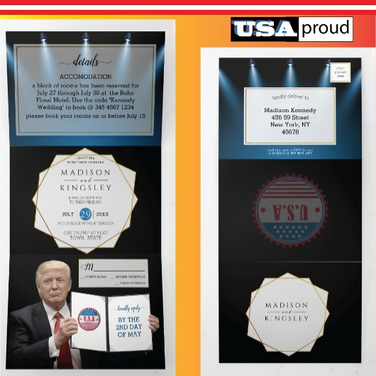Präsident Trump Wedding Tri-Fold-Einladung Dreifach Gefaltete Einladung