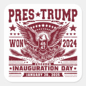 Präsident Trump Won 2024 Quadratischer Aufkleber (Vorderseite)