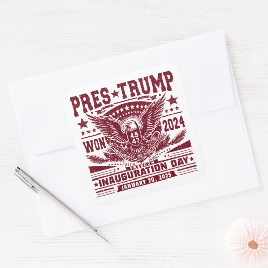 Präsident Trump Won 2024 Quadratischer Aufkleber (Umschlag)