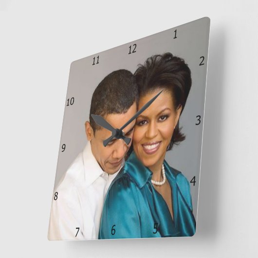 PRÄSIDENT UND FRAU. OBAMA QUADRATISCHE WANDUHR (Winkel)