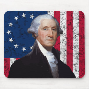 Präsident Washington und die amerikanische Flagge Mousepad