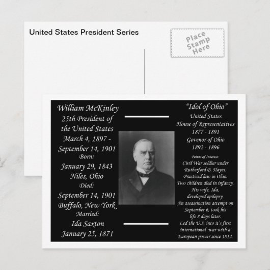 Präsident William McKinley Postkarte (Vorne/Hinten)