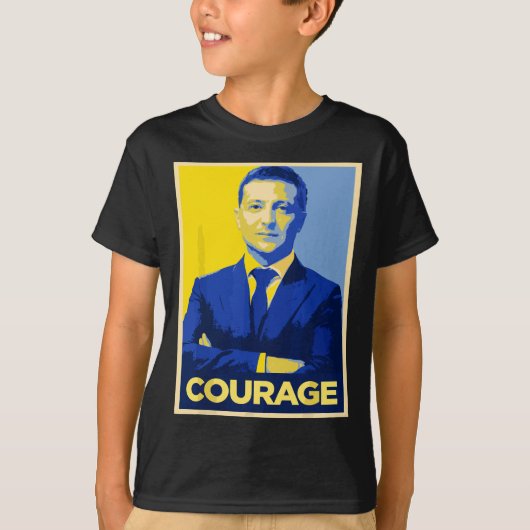 Präsident Zelensky Courage - Retro-Stand mit Ukra T-Shirt (Vorderseite)