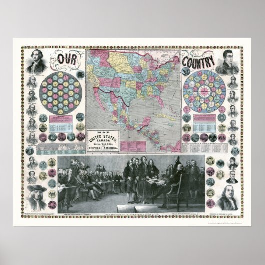 Präsidenten der Vereinten Staaten Karte - 1859 Poster (Vorne)