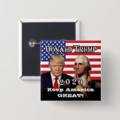 Präsidenten Trump & Washington - Behalt Amerika gr Button (Vorne & Hinten)