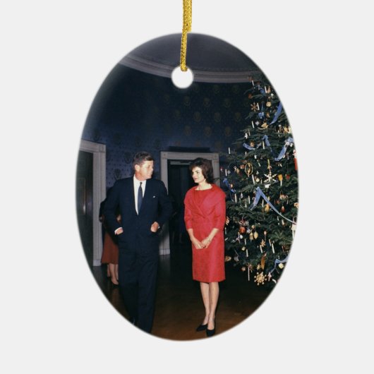 Präsidenten-und Mrs.Kennedy Weihnachtsverzierung Keramikornament (Vorne)