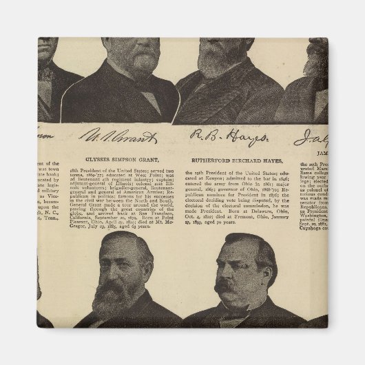 Präsidenten USA, Autogramme, Biografien Magnet (Vorne)