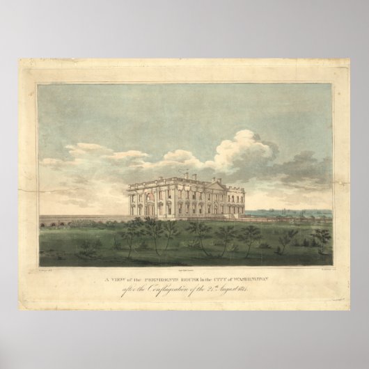Präsidenten Zuhause in Washington nach 1814 Feuer Poster (Vorne)