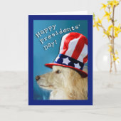 Präsidenten'Day Patriotic Poodle Uncle Sam Hat Karte (Gelbe Blume)