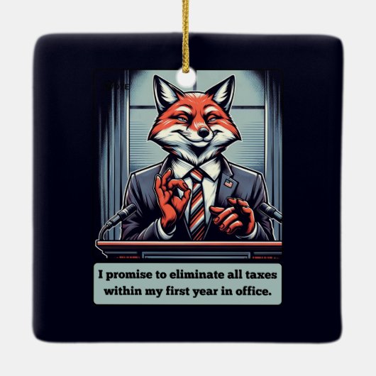 Präsidentenfox - Funny Political Satire Animal Keramikornament (Rückseite)
