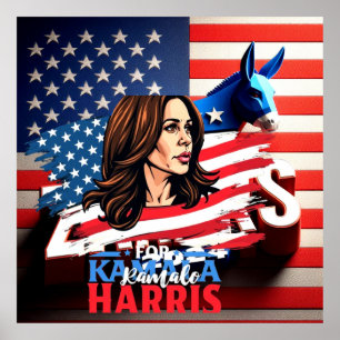Präsidentschaftswahl HARRIS WALZ 2024 Poster