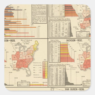 Präsidentschaftswahlen 1824-1840 quadratischer aufkleber