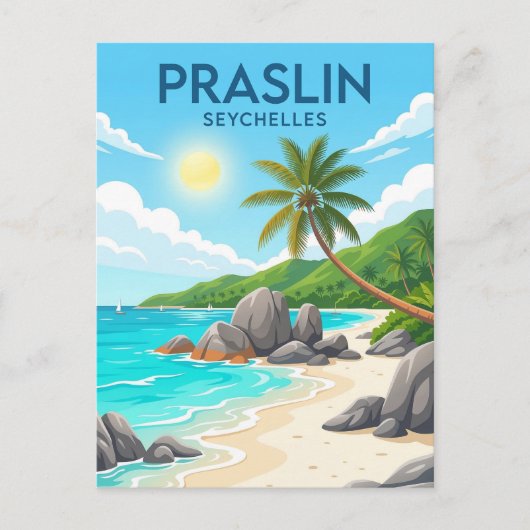 Praslin-Insel, Anse Volbert, Praslin Postkarte (Vorderseite)