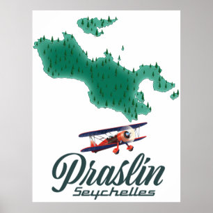 Praslin Seychellen Karte Poster