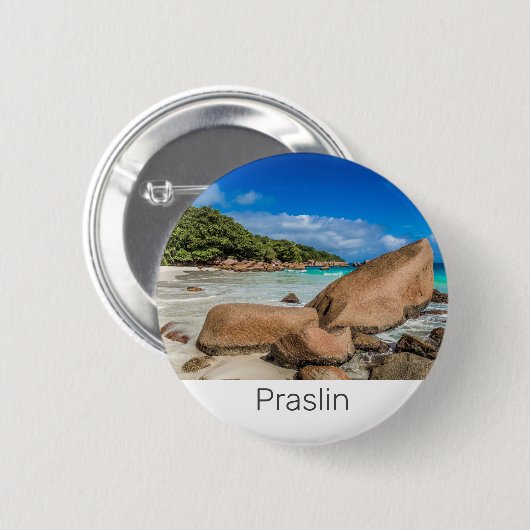 Praslin Seychelles Island Anse Lazio Beach Geschen Button (Vorne & Hinten)