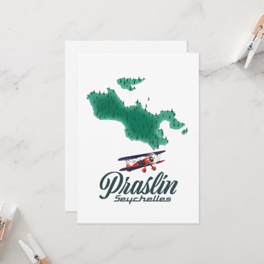 Praslin Seychelles Map T - Shirts Einladung (Vorderseite/Rückseite Beispiel)