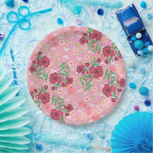 Prato de Papel Flores e joaninhas Pappteller (Party)