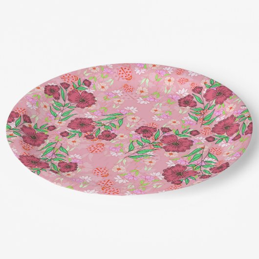 Prato de Papel Flores e joaninhas Pappteller (Schrägansicht)