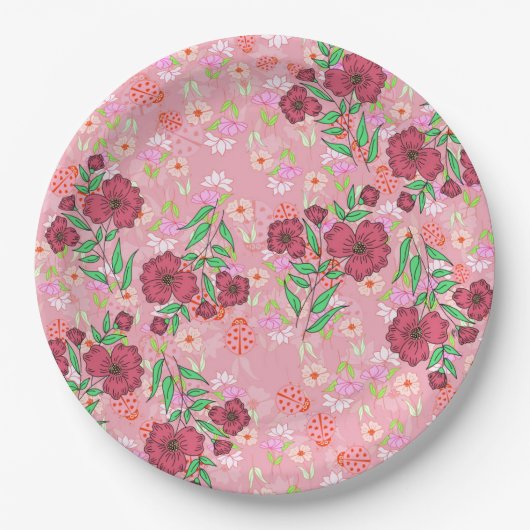 Prato de Papel Flores e joaninhas Pappteller (Vorderseite)