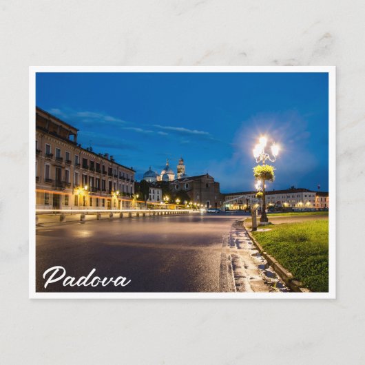 Prato della Valle am Abend in Padova, Italien Postkarte (Vorderseite)