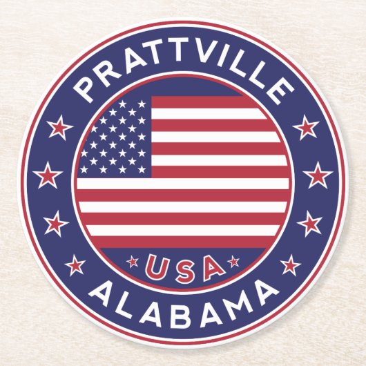 Prattville, Alabama Runder Pappuntersetzer (Vorderseite)