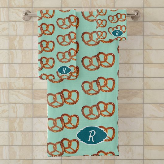 Prätzel Theme Bread Knochen: Ihr initiales/Monogra Badhandtuch Set