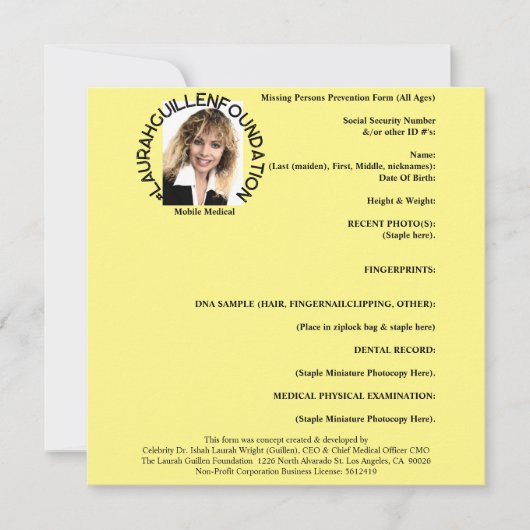 Präventionsformular für vermisste Personen (alle A Einladung (Vorderseite)