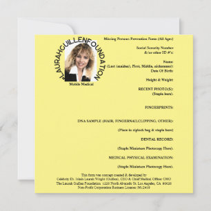 Präventionsformular für vermisste Personen (alle A Einladung