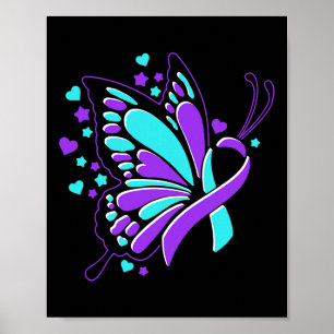 Präventivbewusstsein Monat Schmetterling Ribbon Poster