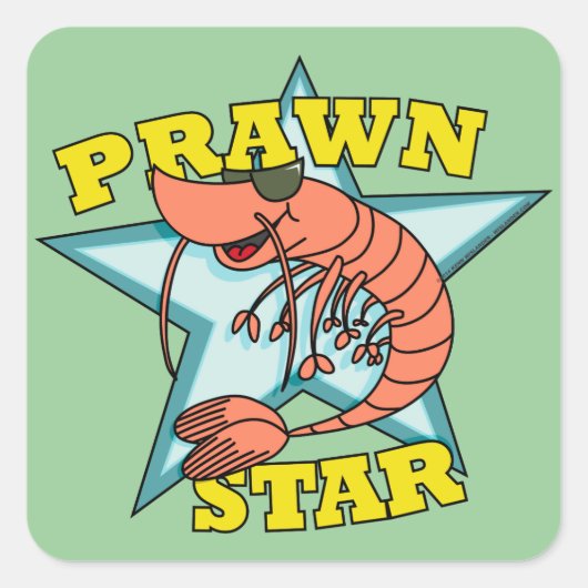 Prawn Star Quadratischer Aufkleber (Vorderseite)