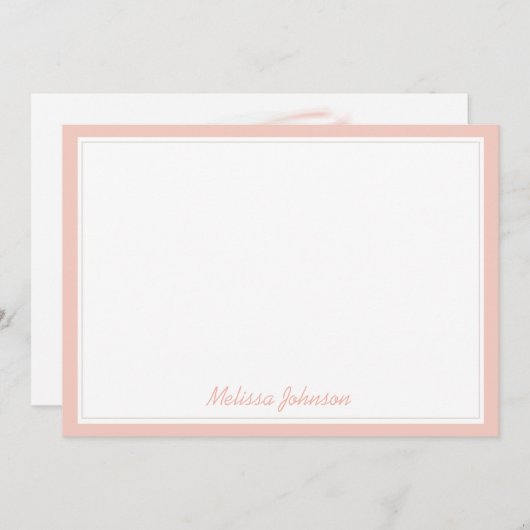 Pray Bloom Pink Rose Monogram Name essen Mitteilungskarte (Vorne/Hinten)