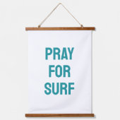Pray for Surf Turquoise Ocean Beach Coastal Theme Wandteppich Mit Holzrahmen (Vorderseite)