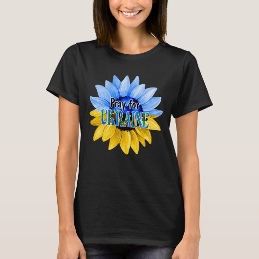 Pray For Ukraine Blue And Yellow Sunflower T-Shirt (Vorderseite)