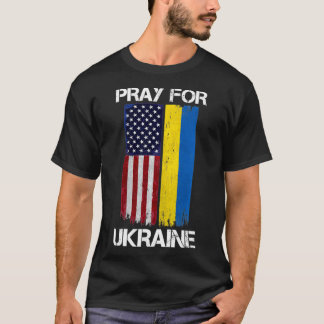 Pray For Ukraine US Ukraine Flag Vintage Support U T-Shirt