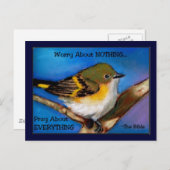 PRAY: KEINE SORGE: BIBEL: BIRD POSTKARTE (Vorne/Hinten)