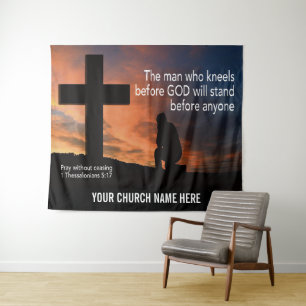 PRAY OHNE AUFNAHME Christlicher Kirchenmauer Kunst Wandteppich