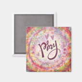 Pray Pink Floral Trendy Inspiration Glaube Magnet (Vorderseite/Rückseite)