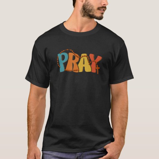 Pray Rosary Prayer Warrior Christian Faith Religio T-Shirt (Vorderseite)