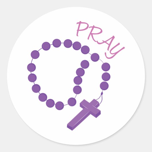 Pray Rosary Runder Aufkleber (Vorderseite)