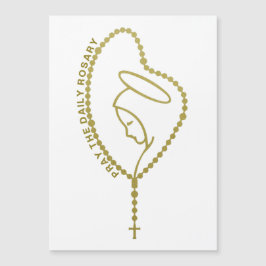 PRAY THE DAILY ROSARY JUNGFRAU MARY GOLD MAGNET