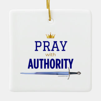 Pray with Authority - Blue Square, Keramikornament