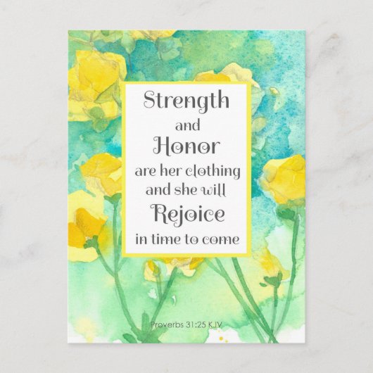 Prayer Card Scripture Proverbs Yellow Flowers Postkarte (Vorderseite)